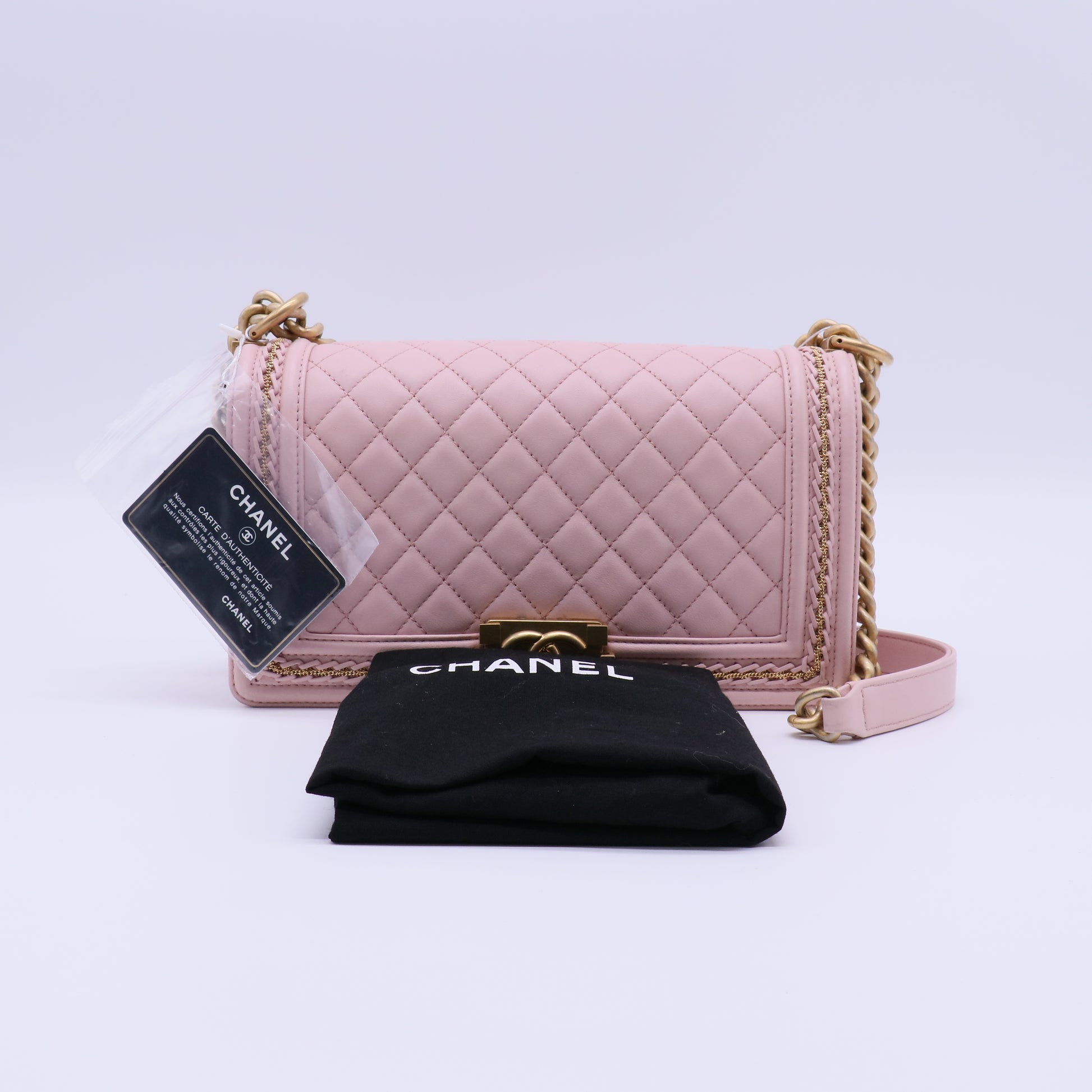 Chanel Lambskin Quilted Chain Around Boy Flap Pink Twins LDJ4020