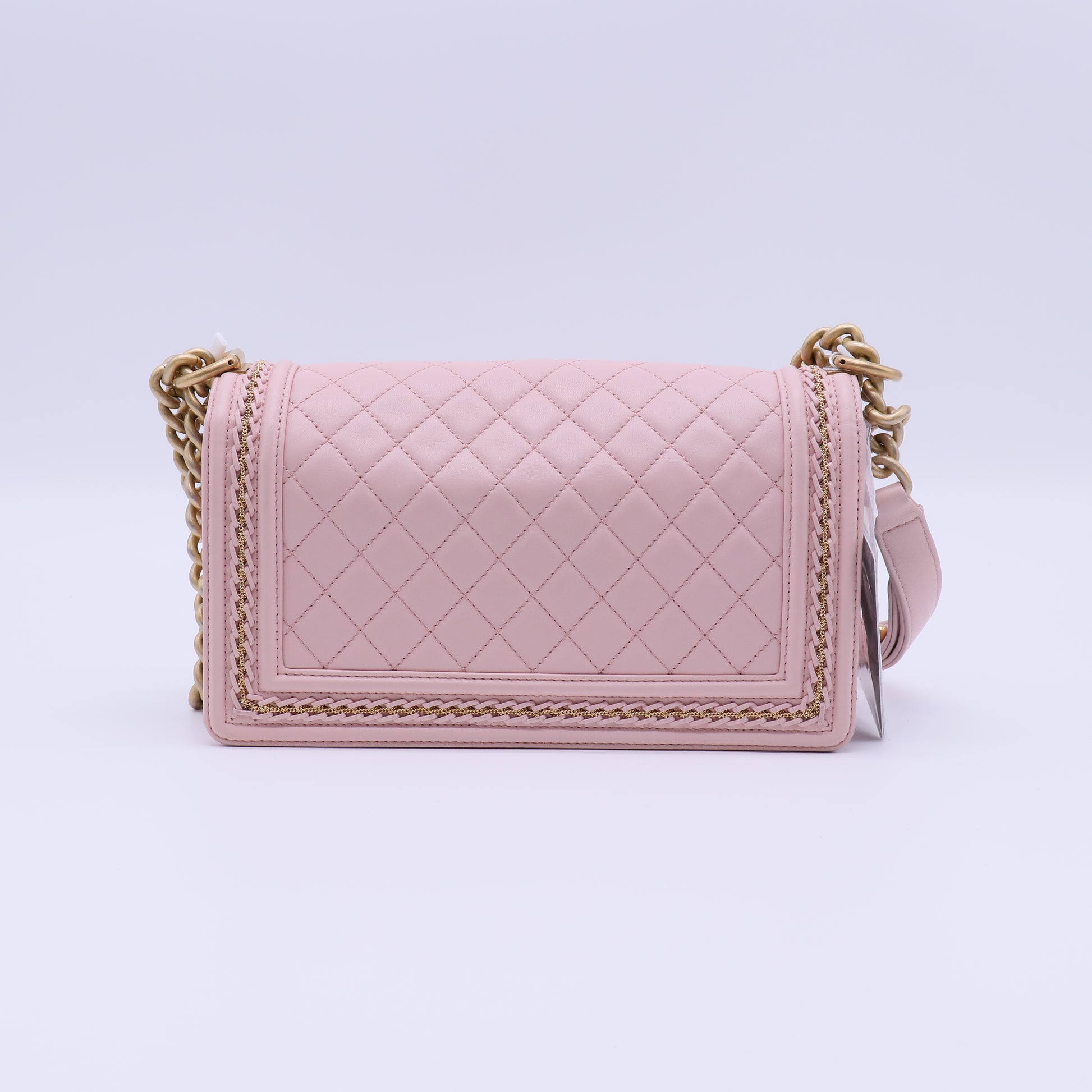 Chanel Lambskin Quilted Chain Around Boy Flap Pink Twins LDJ4020