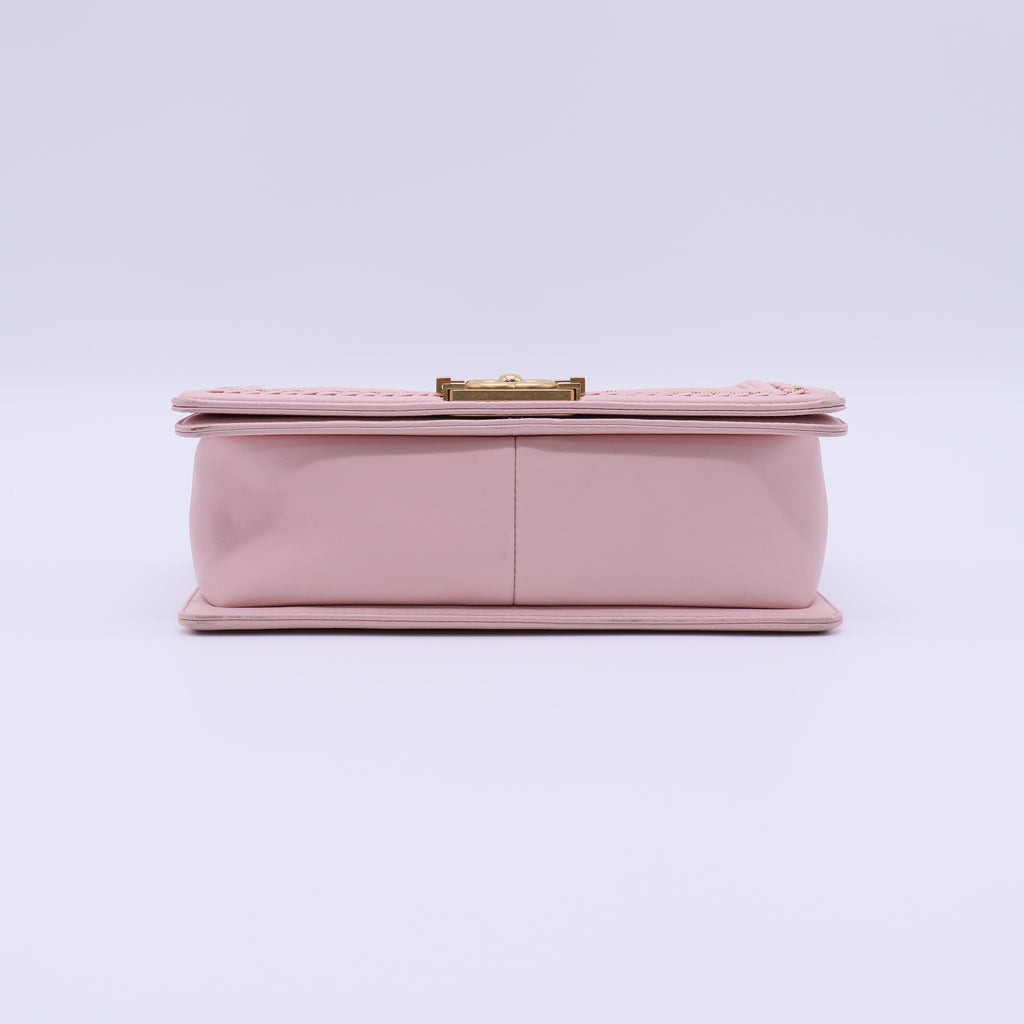 Chanel Lambskin Quilted Chain Around Boy Flap Pink Twins LDJ4020
