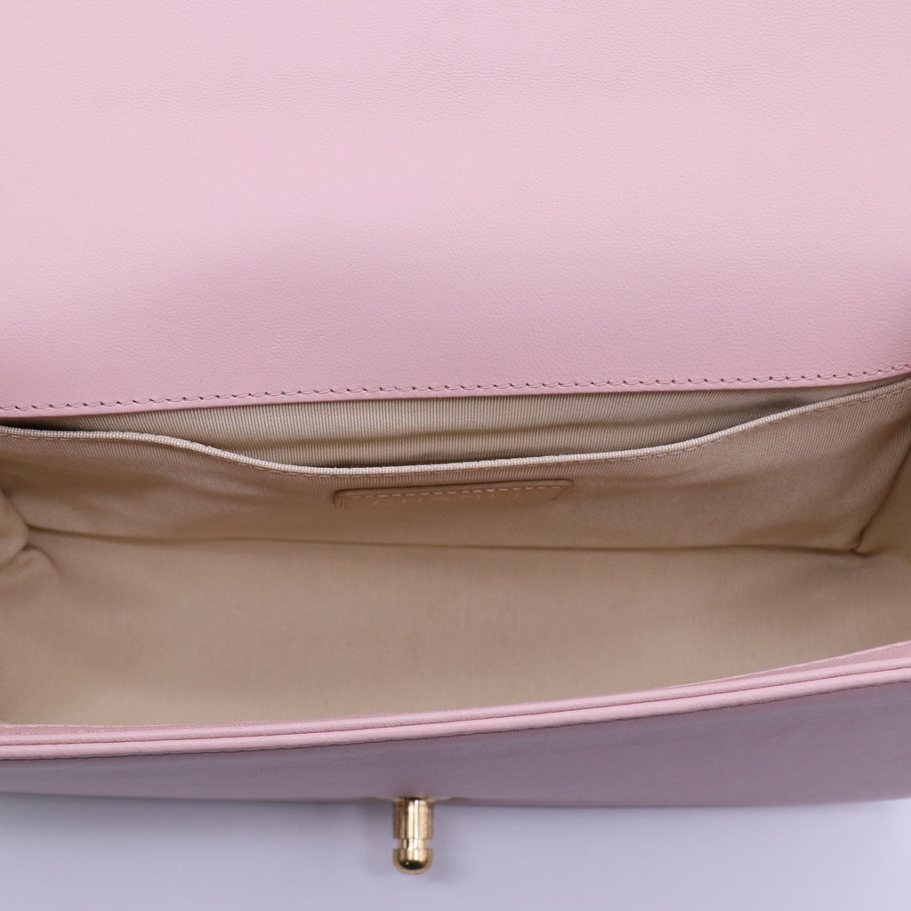 Chanel Lambskin Quilted Chain Around Boy Flap Pink Twins LDJ4020