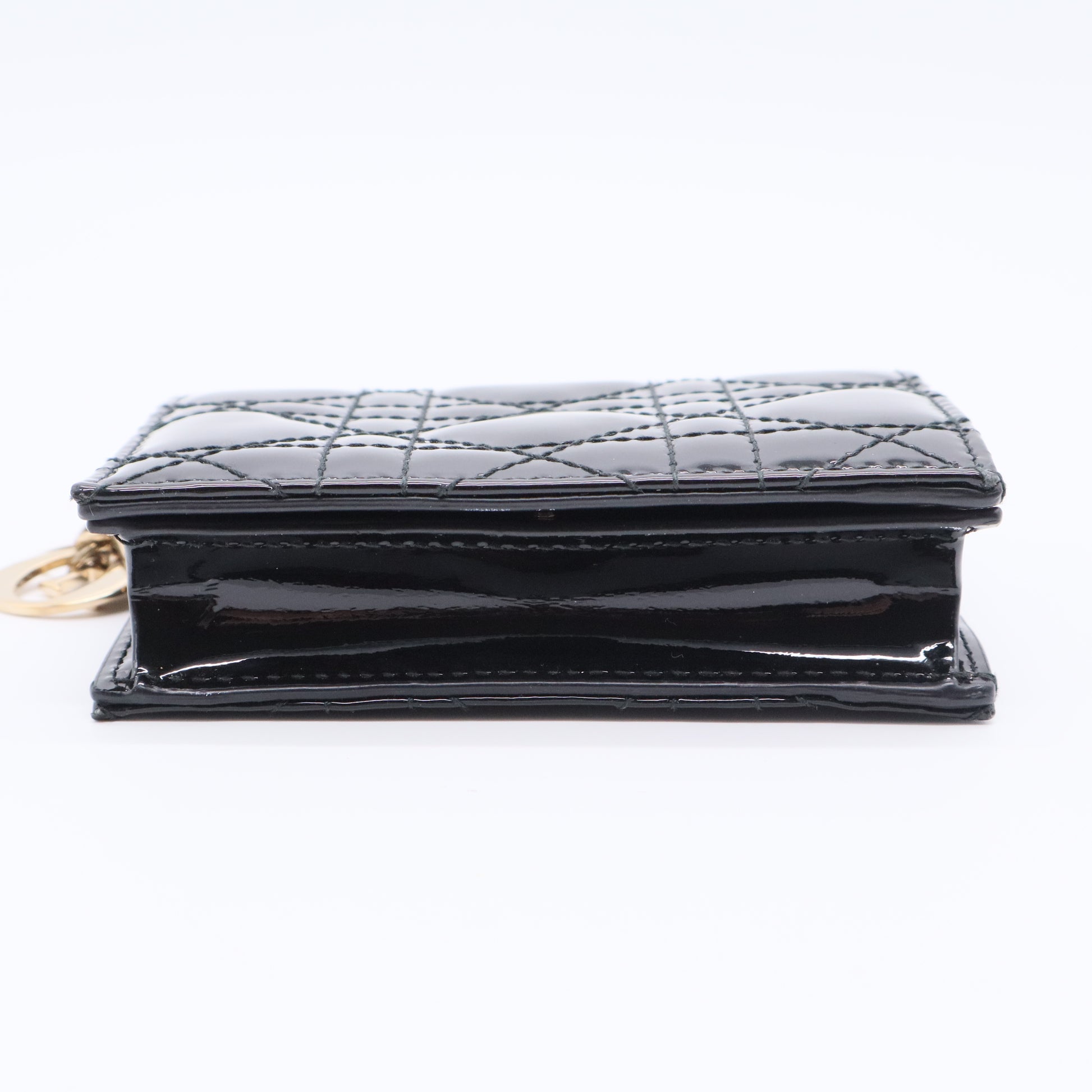 Black Cannage Patent Leather Lady Dior Card Case