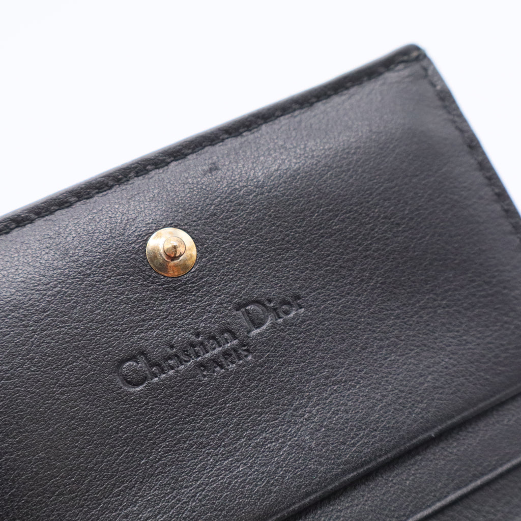 Black Cannage Patent Leather Lady Dior Card Case