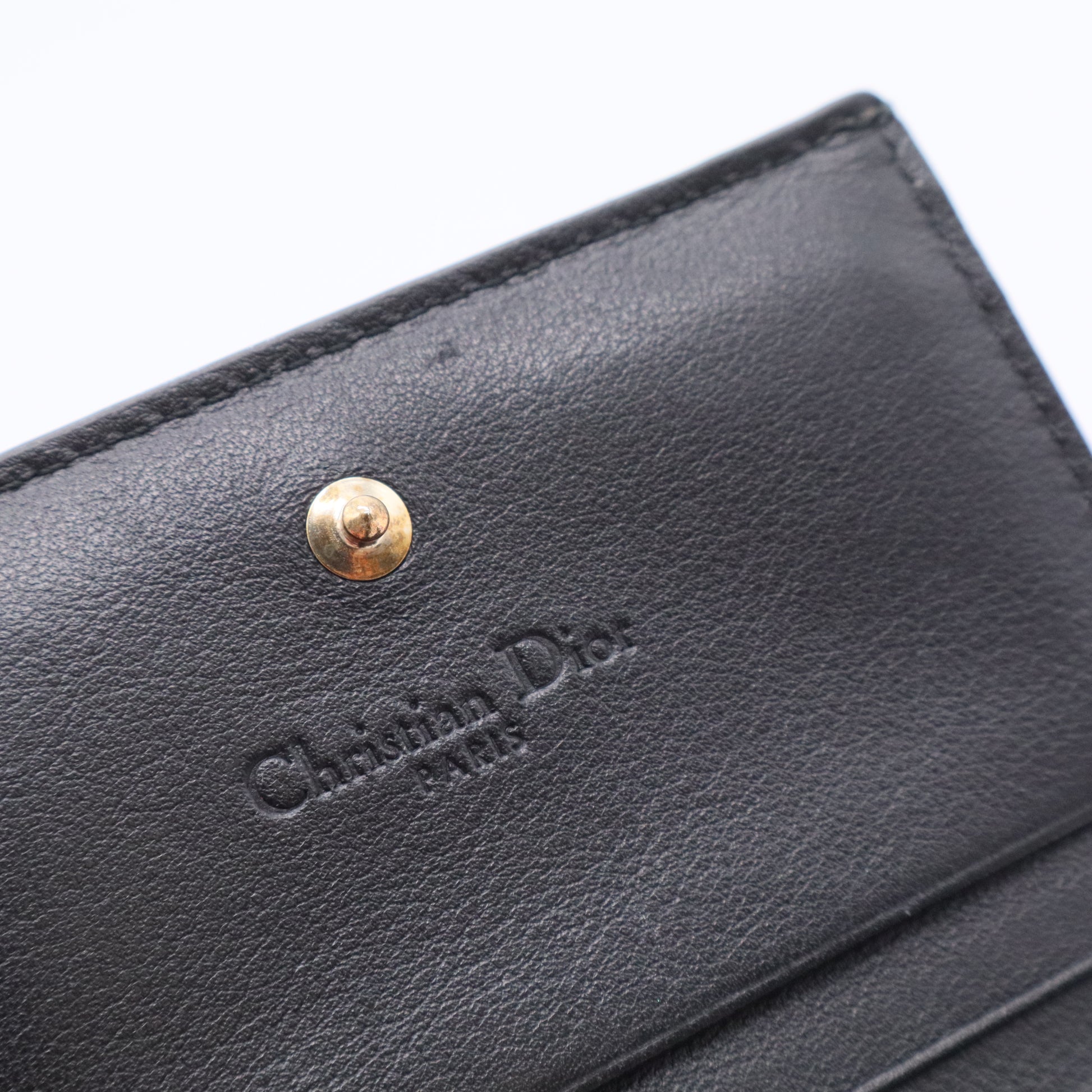 Black Cannage Patent Leather Lady Dior Card Case