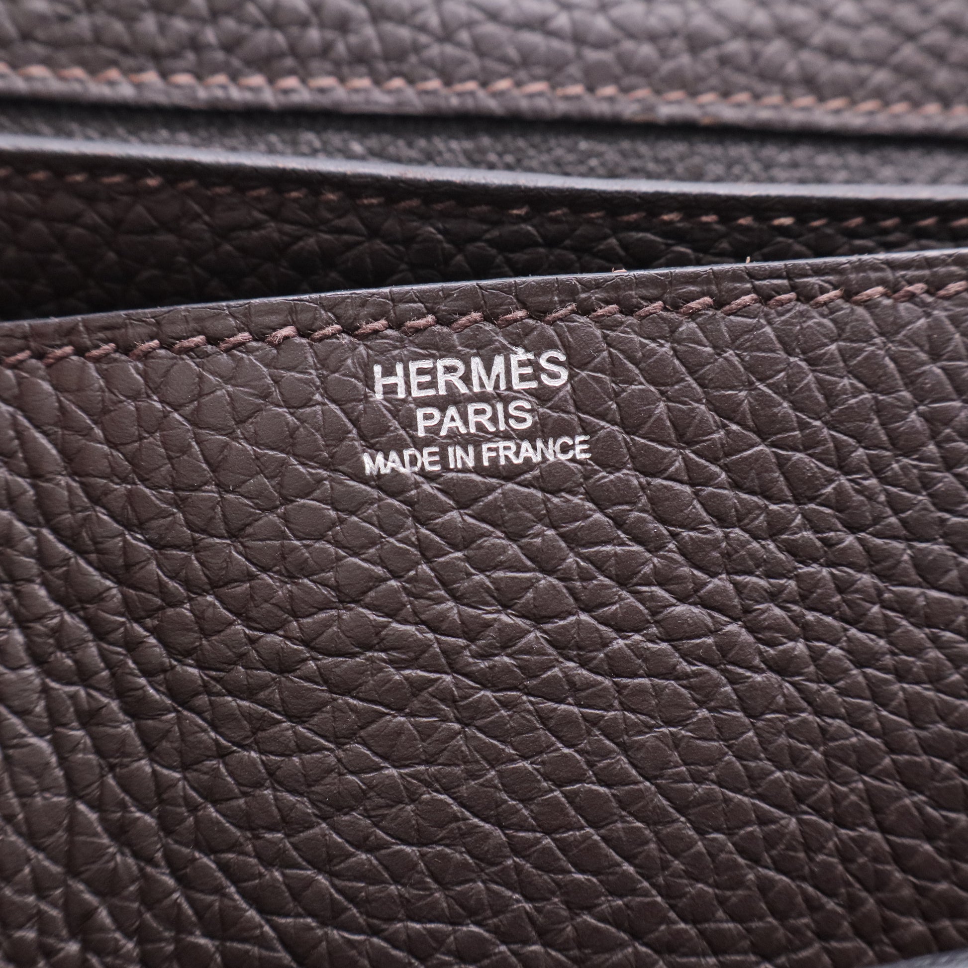 Hermes 35cm Taupe Grey Clemence Leather Palladium Plated Steve Messenger Bag  LDJ2662 twins