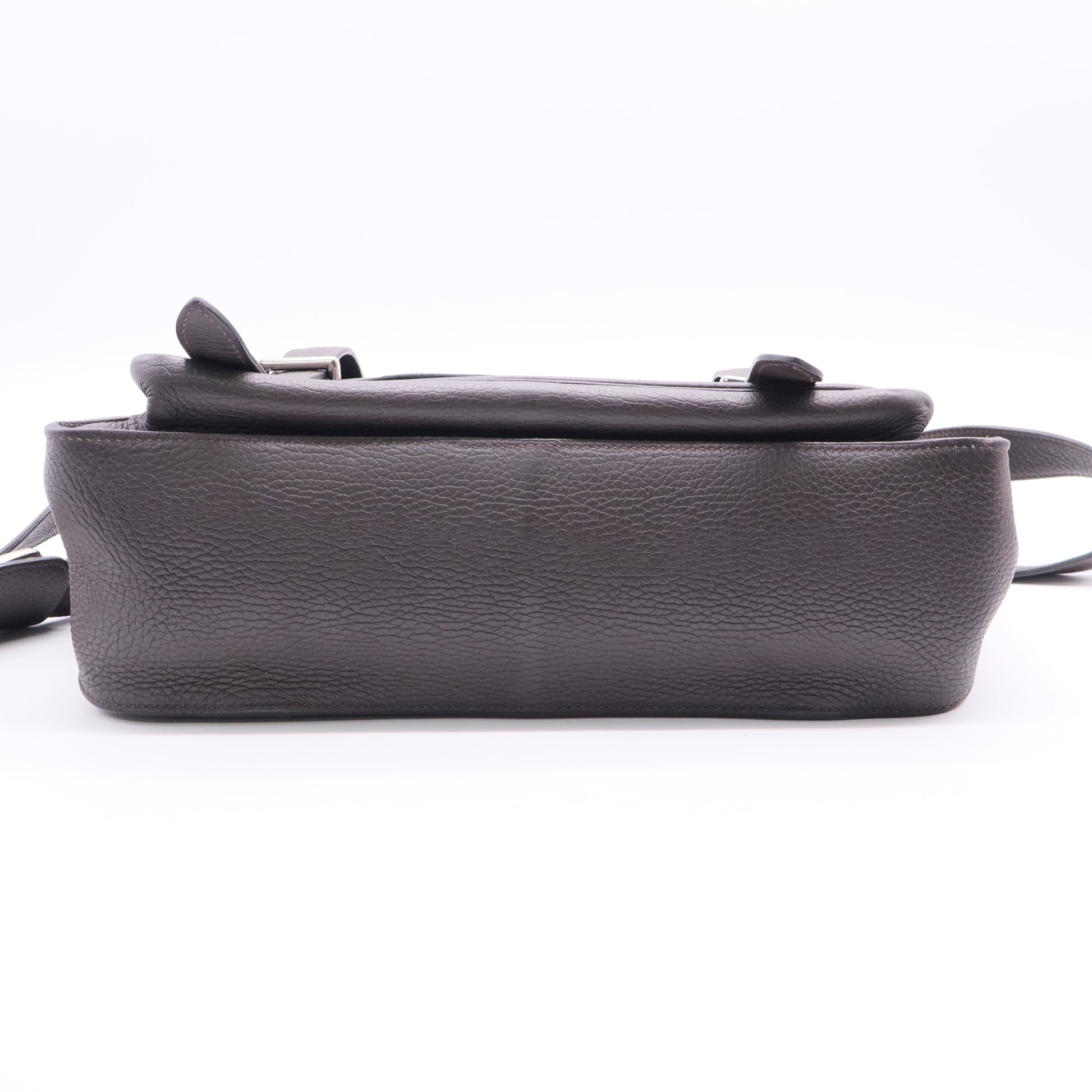 Hermes 35cm Taupe Grey Clemence Leather Palladium Plated Steve Messenger Bag  LDJ2662 twins