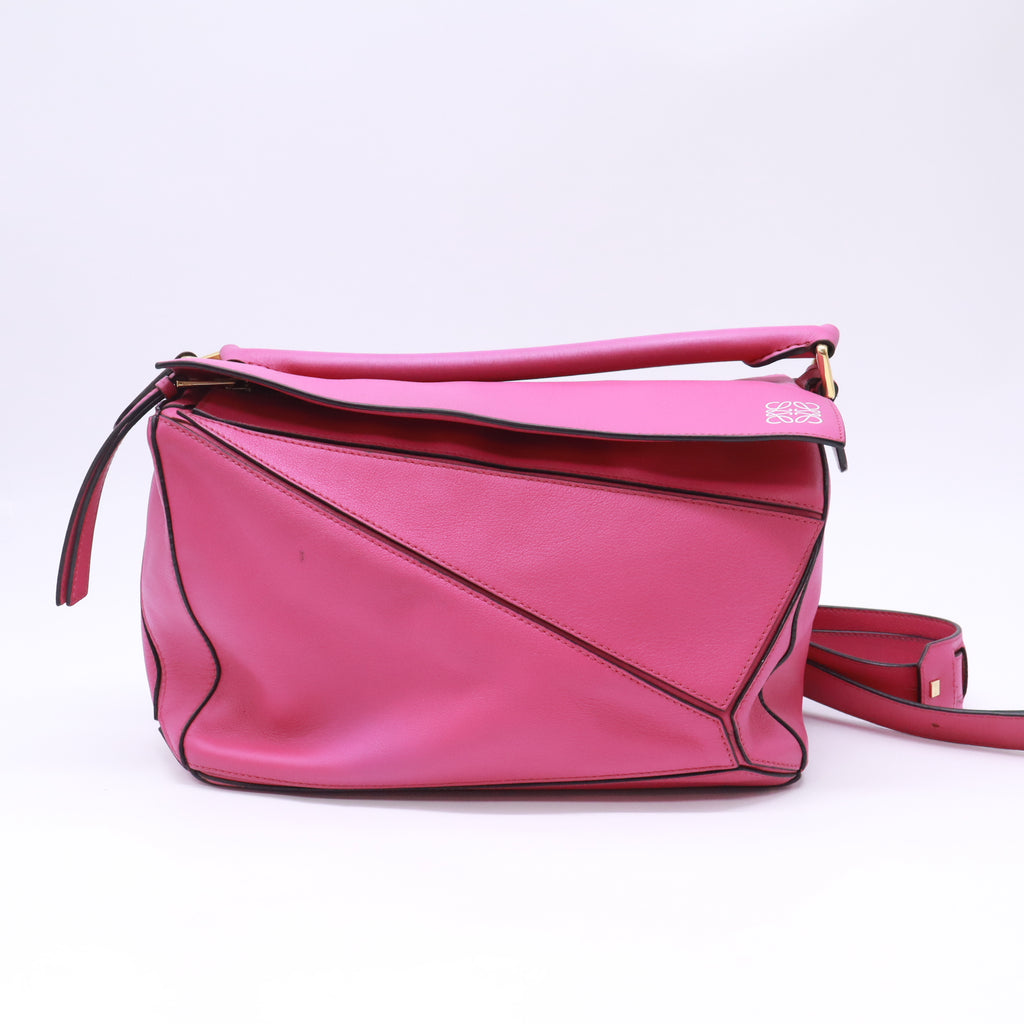 Loewe Calfskin Medium Puzzle Bag FuchsiA TWINS B23652