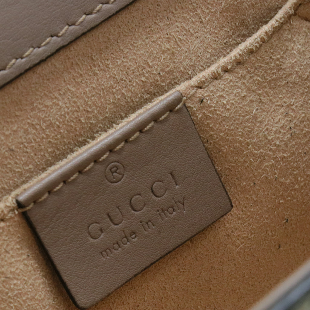 Gucci Beige/Brown GG Supreme Canvas And Leather Small Studded Padlock Shoulder Bag