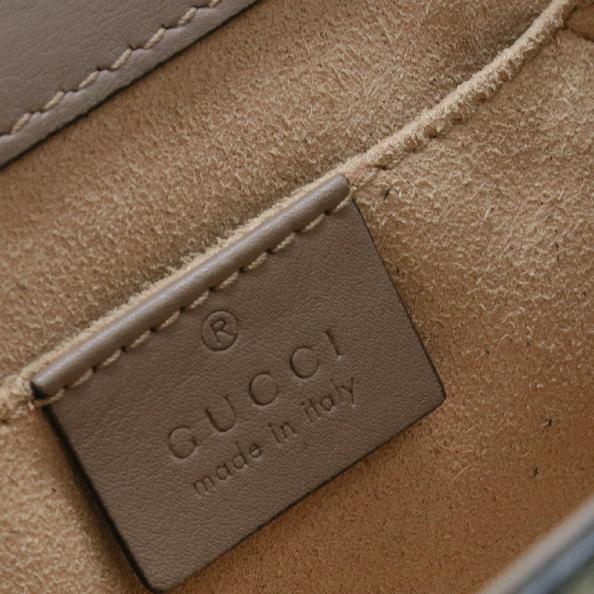 Gucci Beige/Brown GG Supreme Canvas And Leather Small Studded Padlock Shoulder Bag
