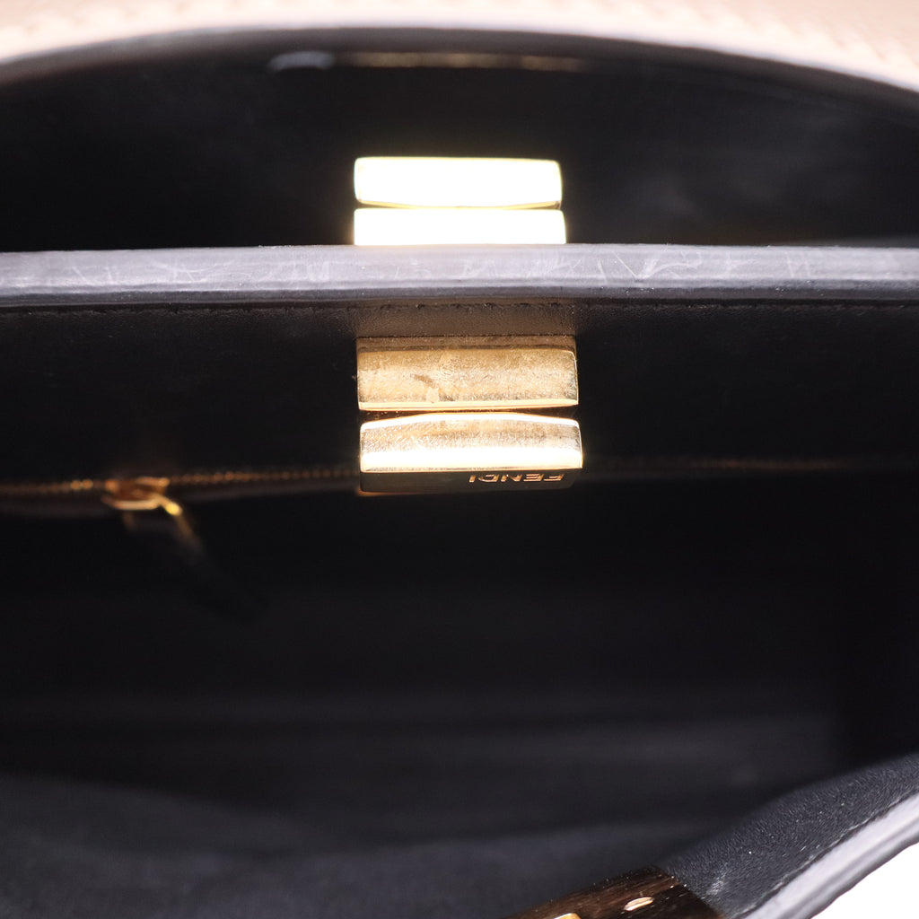 Fendi Tahiti Burro Medium Peekaboo Iconic Essentially Satchel Tortora Black LDJ2658 twins