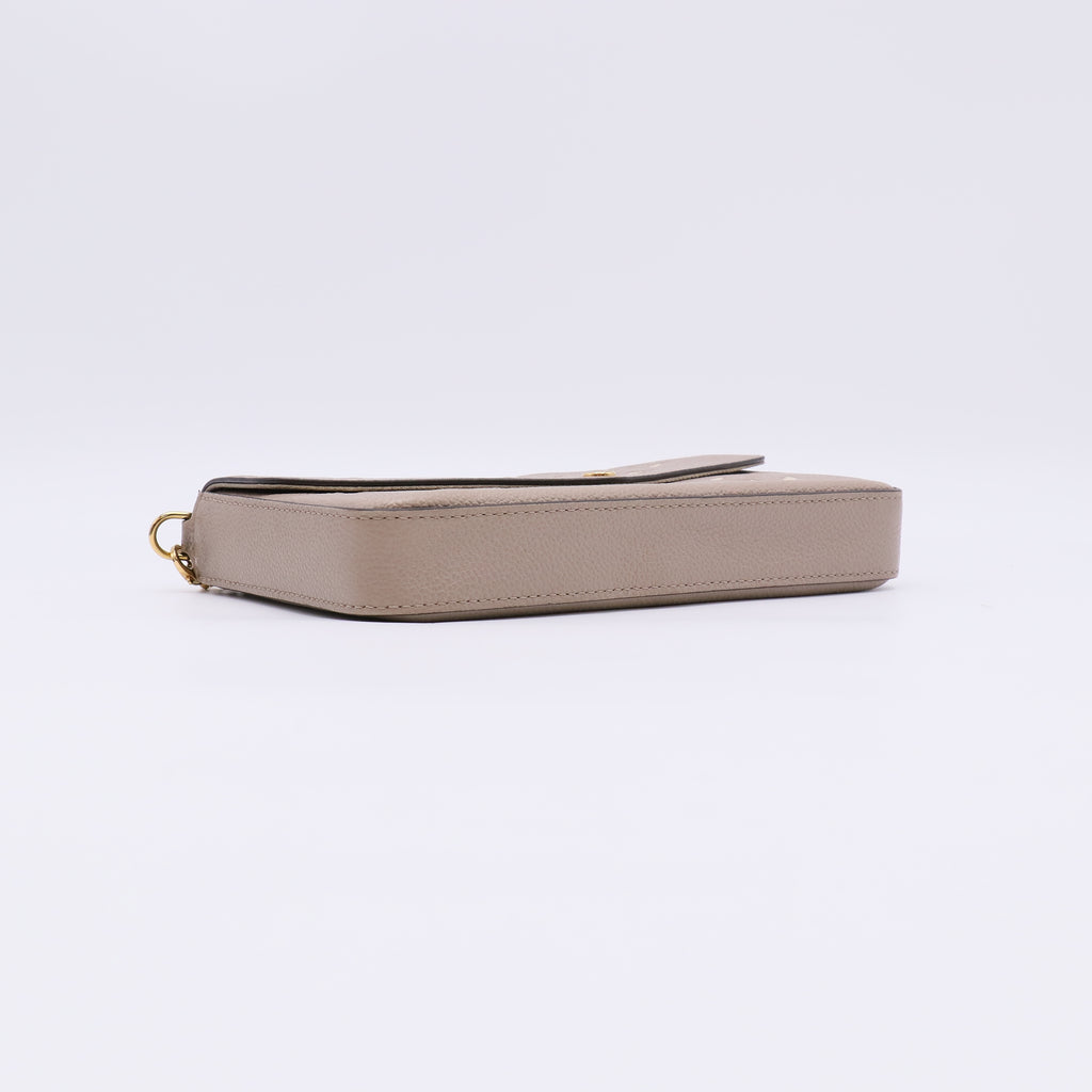 Louis Vuitton Bi-Color Tourterelle/Cream Monogram Empreinte Leather Felicie Pochette Bag twins LDZ242