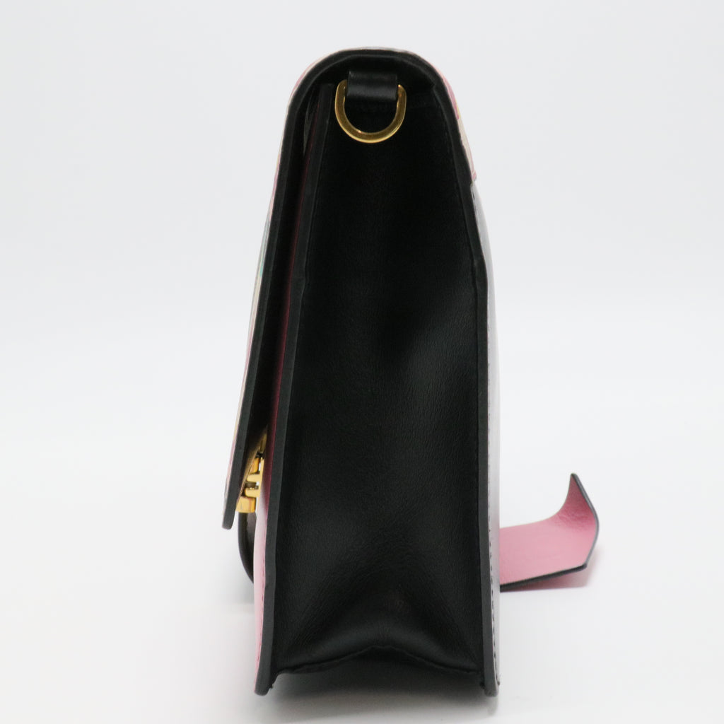Prada Multicolor Floral Print Leather Plex Ribbon Shoulder Bag