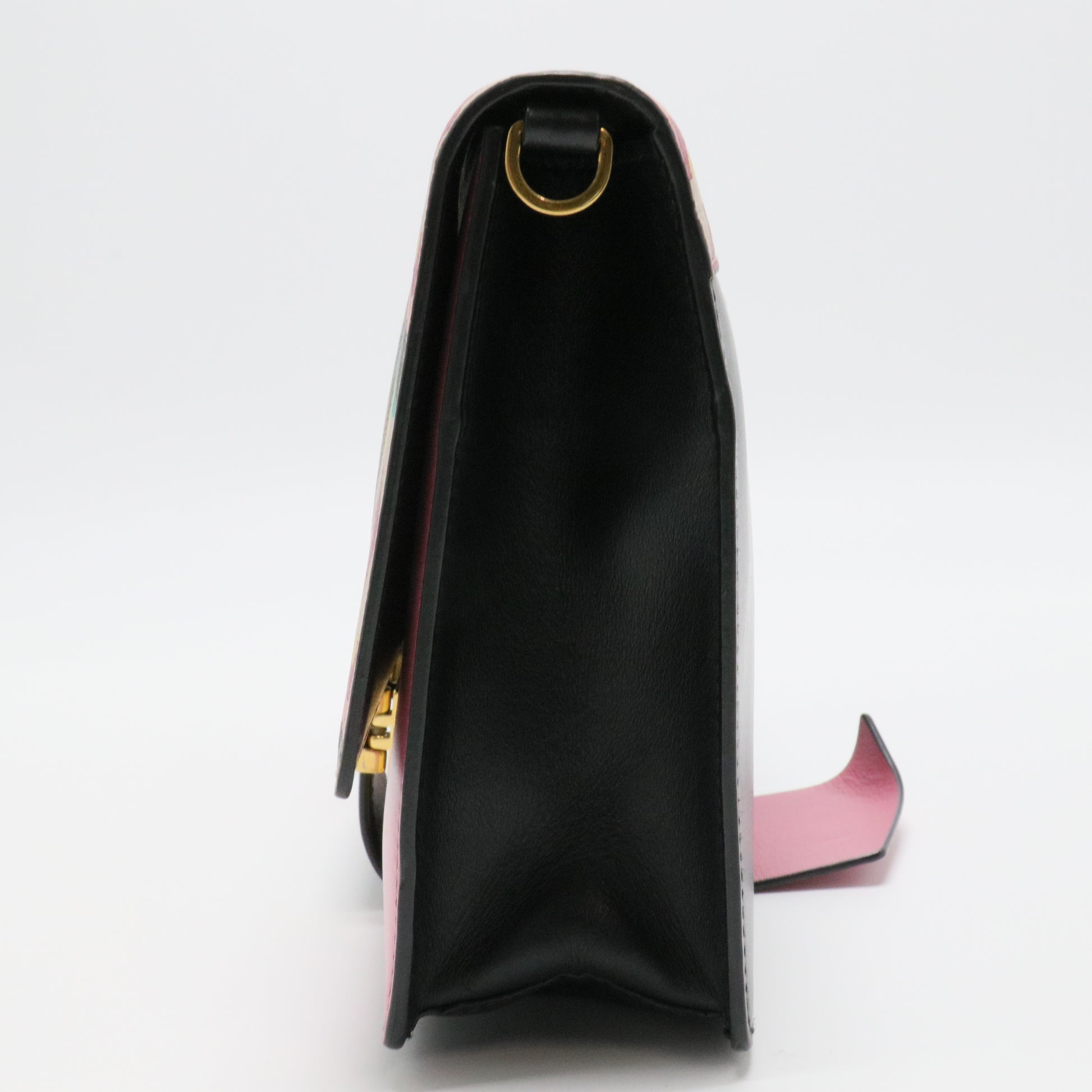 Prada Multicolor Floral Print Leather Plex Ribbon Shoulder Bag