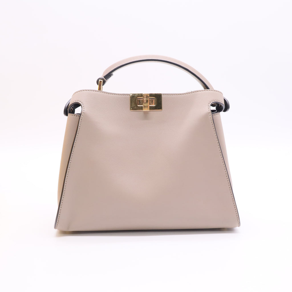 Fendi Tahiti Burro Medium Peekaboo Iconic Essentially Satchel Tortora Black LDJ2658 twins