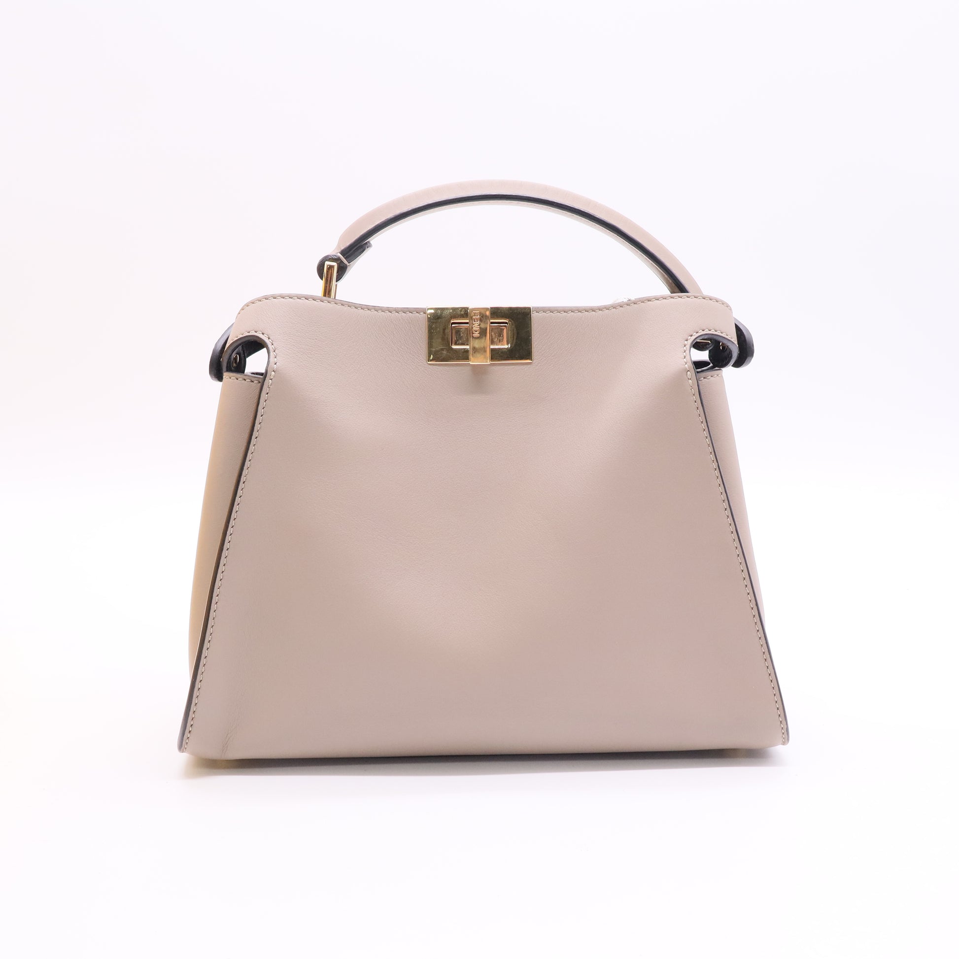 Fendi Tahiti Burro Medium Peekaboo Iconic Essentially Satchel Tortora Black LDJ2658 twins