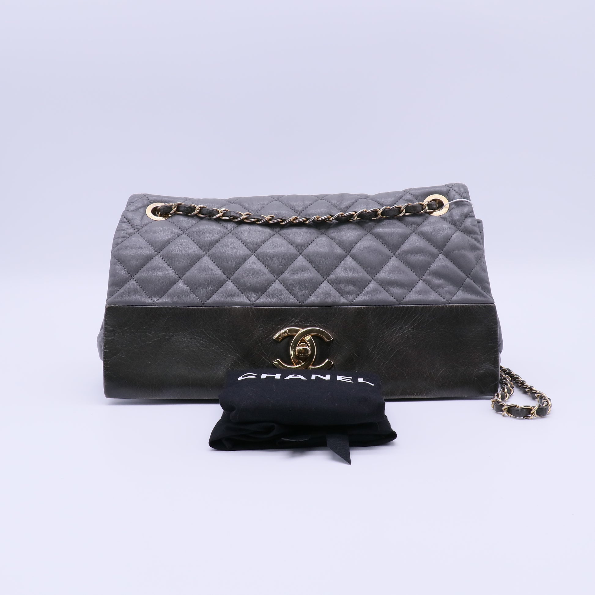 Chanel Soft Elegance Flap Bag Quilted Distressed Calfskin Medium Twins LDJ4004