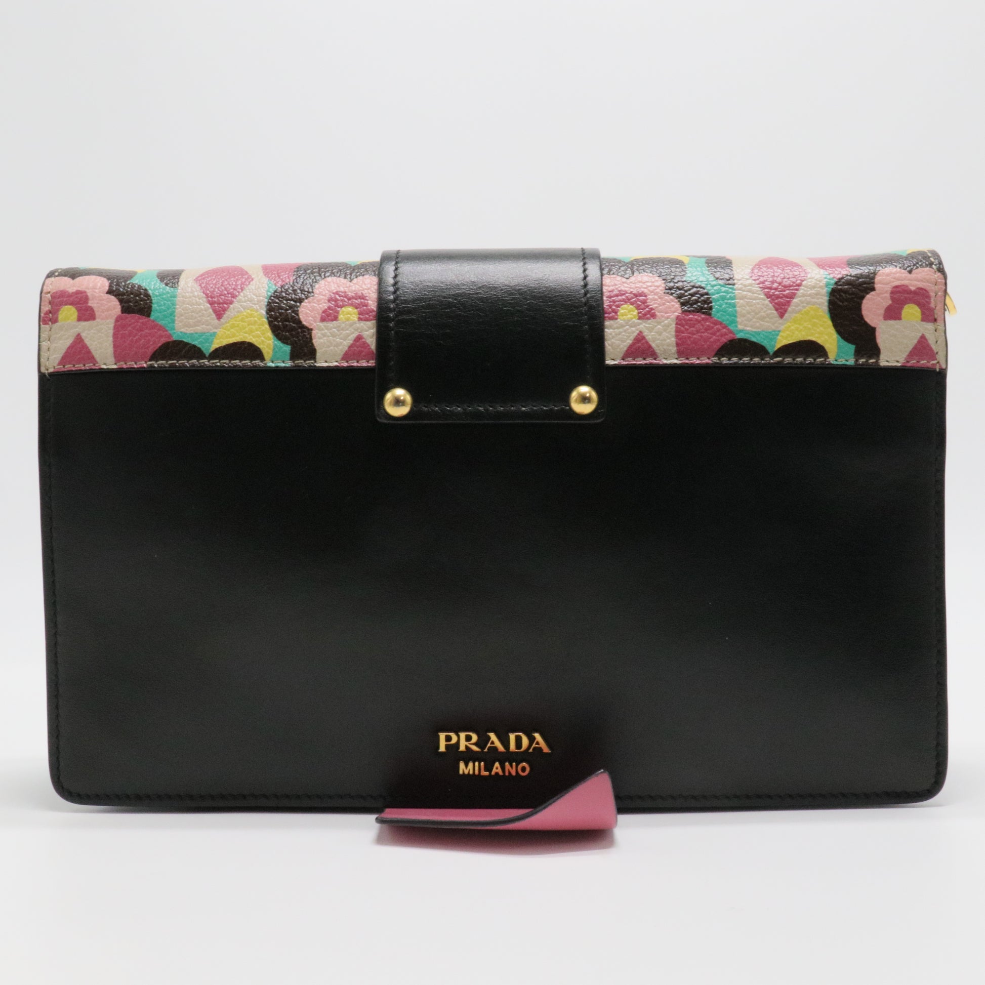 Prada Multicolor Floral Print Leather Plex Ribbon Shoulder Bag