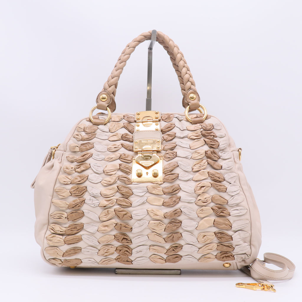 Miu Miu Beige Leather Dome Bag Twins B23798