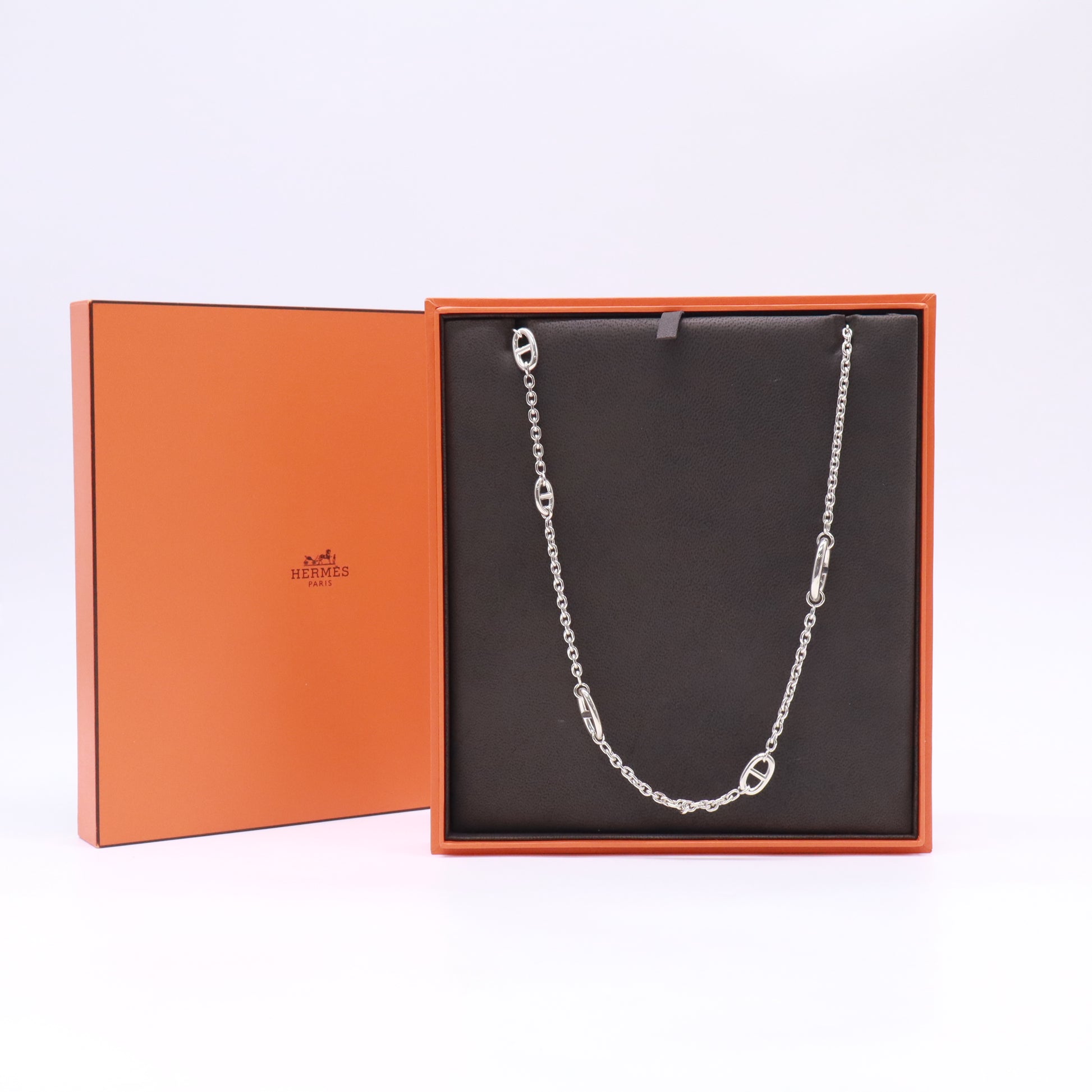 Hermes Sterling Silver Farandole Long Necklace 120 twins LDZ763