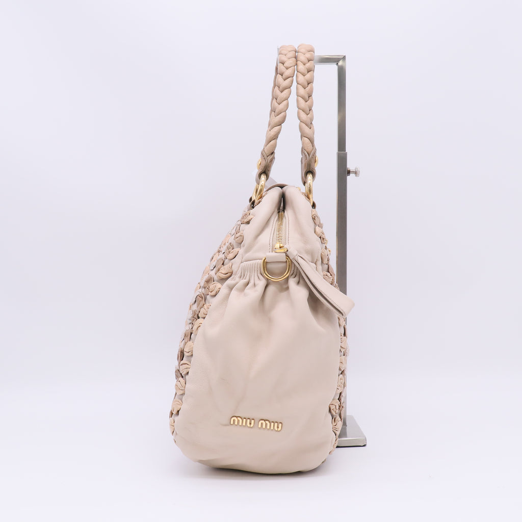 Miu Miu Beige Leather Dome Bag Twins B23798