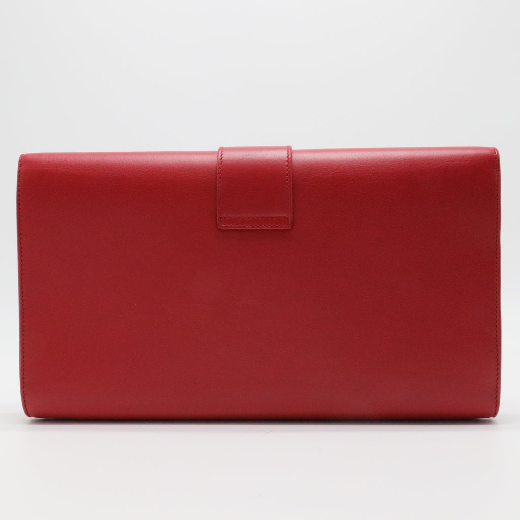 Textured Calfskin Classic Y Ligne Clutch Red