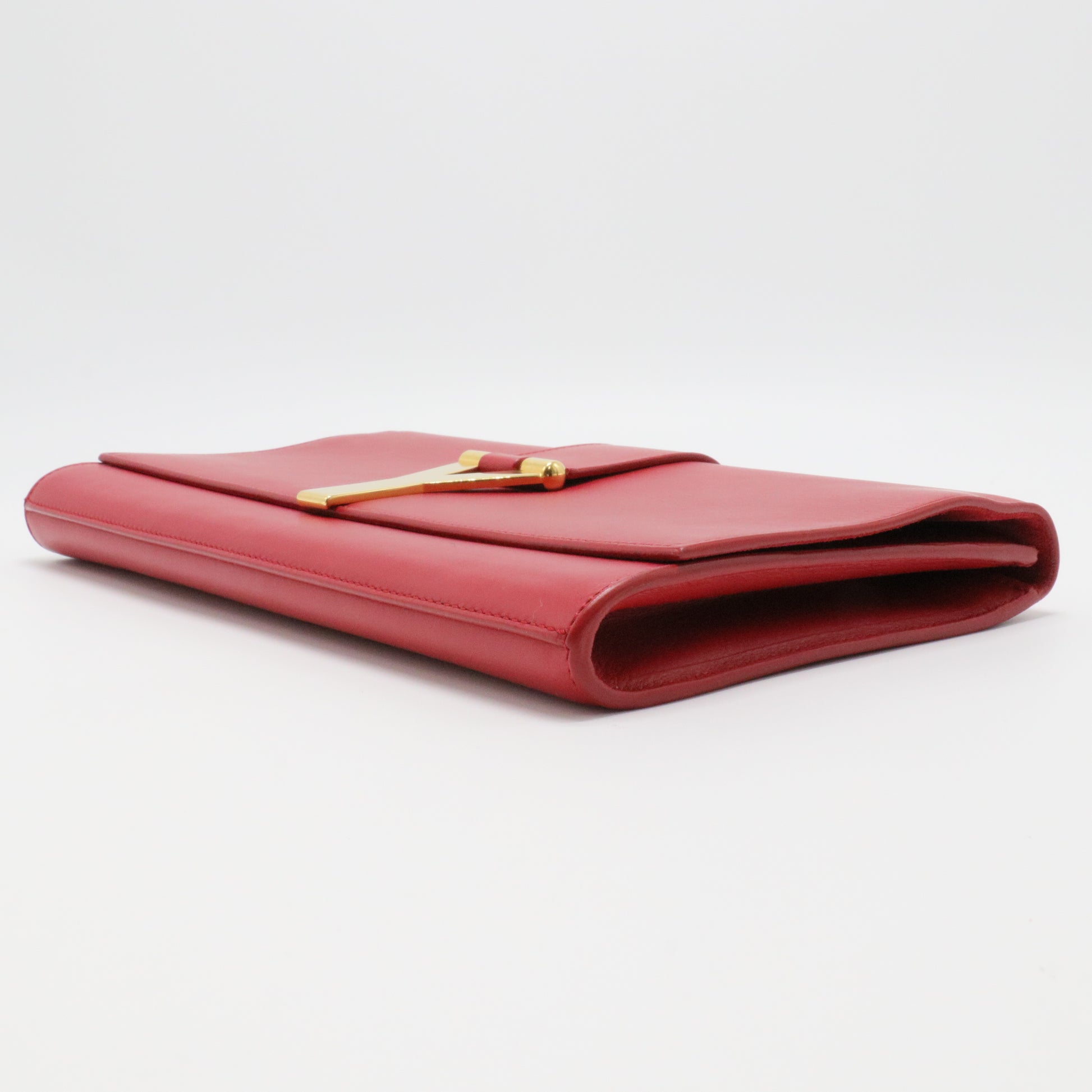 Textured Calfskin Classic Y Ligne Clutch Red