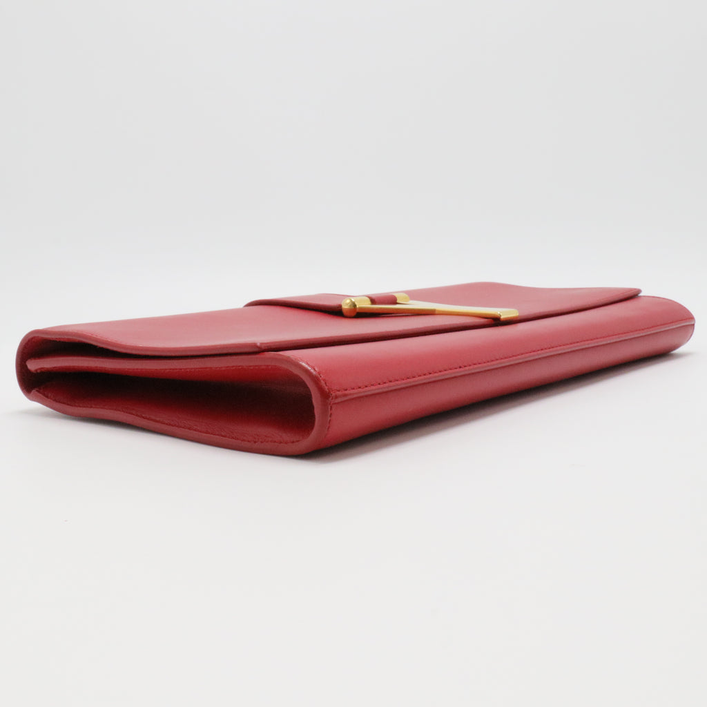 Textured Calfskin Classic Y Ligne Clutch Red