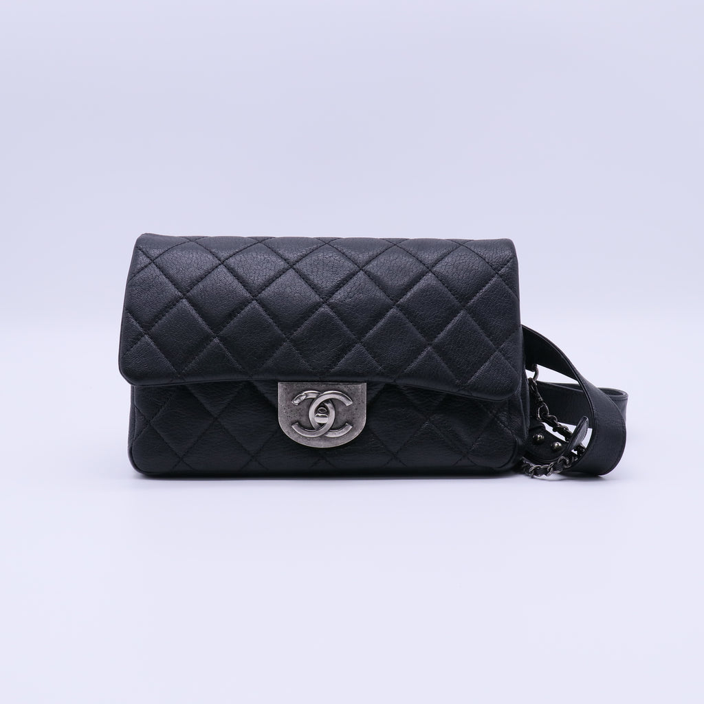 Double Carry Chain Waist Bag Quilted Goatskin Twins LDJ3999