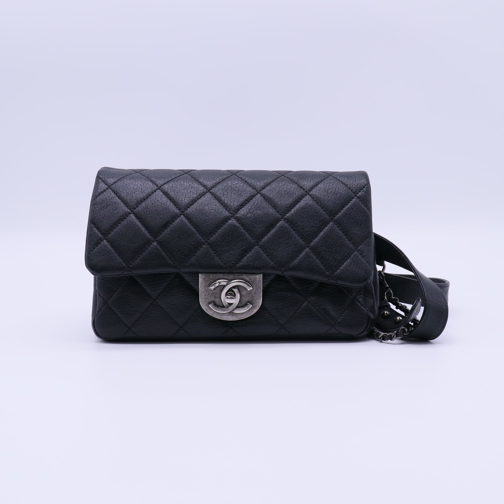 Double Carry Chain Waist Bag Quilted Goatskin Twins LDJ3999