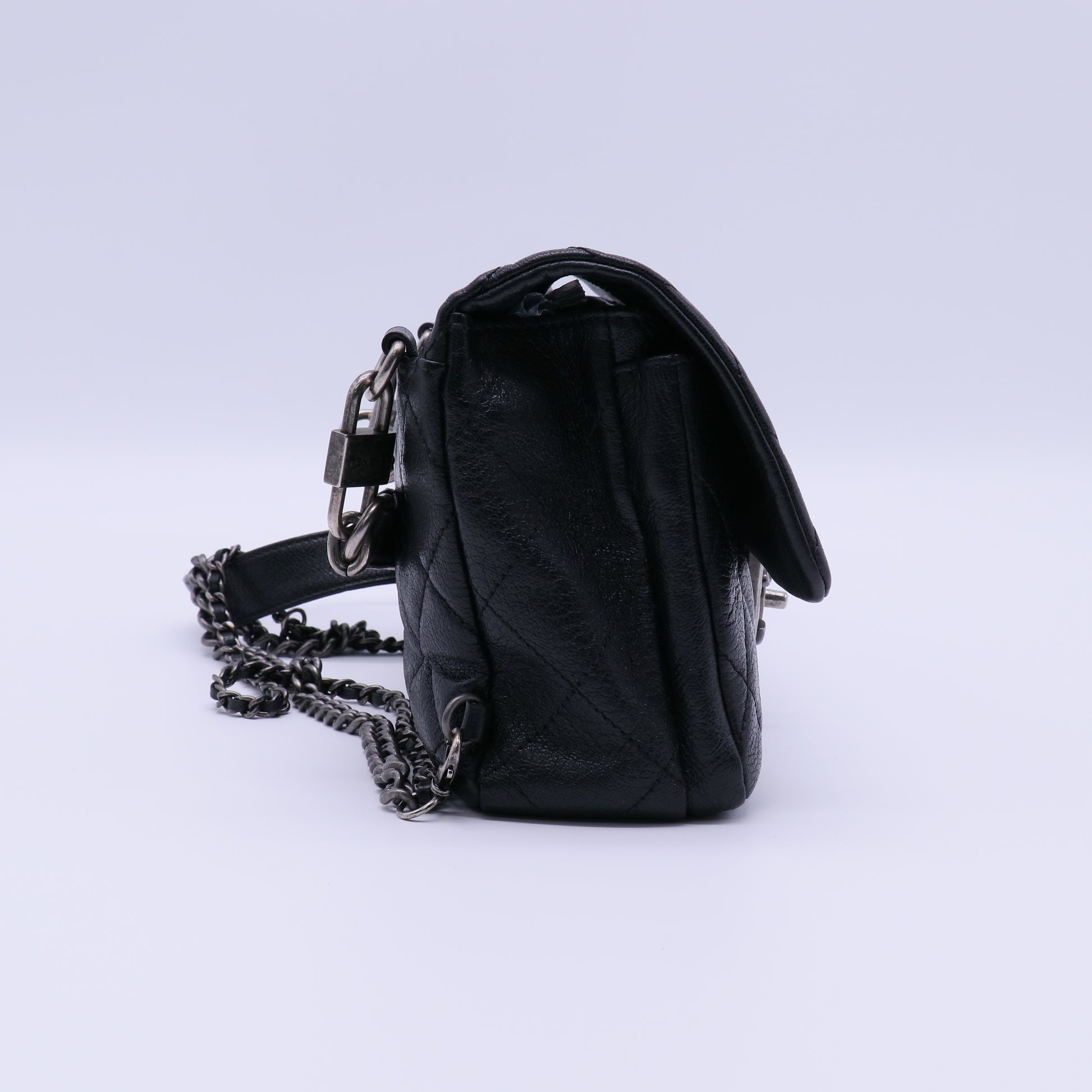 Double Carry Chain Waist Bag Quilted Goatskin Twins LDJ3999