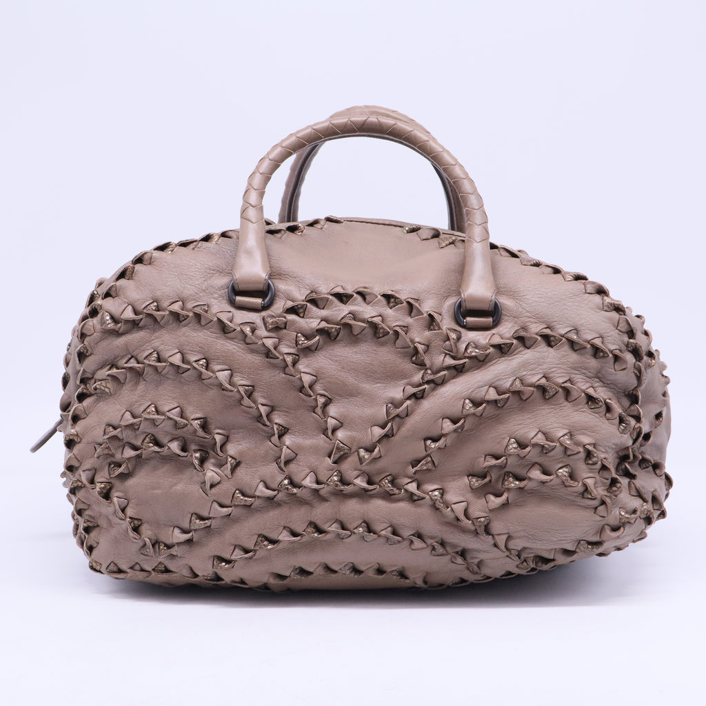San Marco Bowling Bag Leather with Intrecciato Detail Large B20801