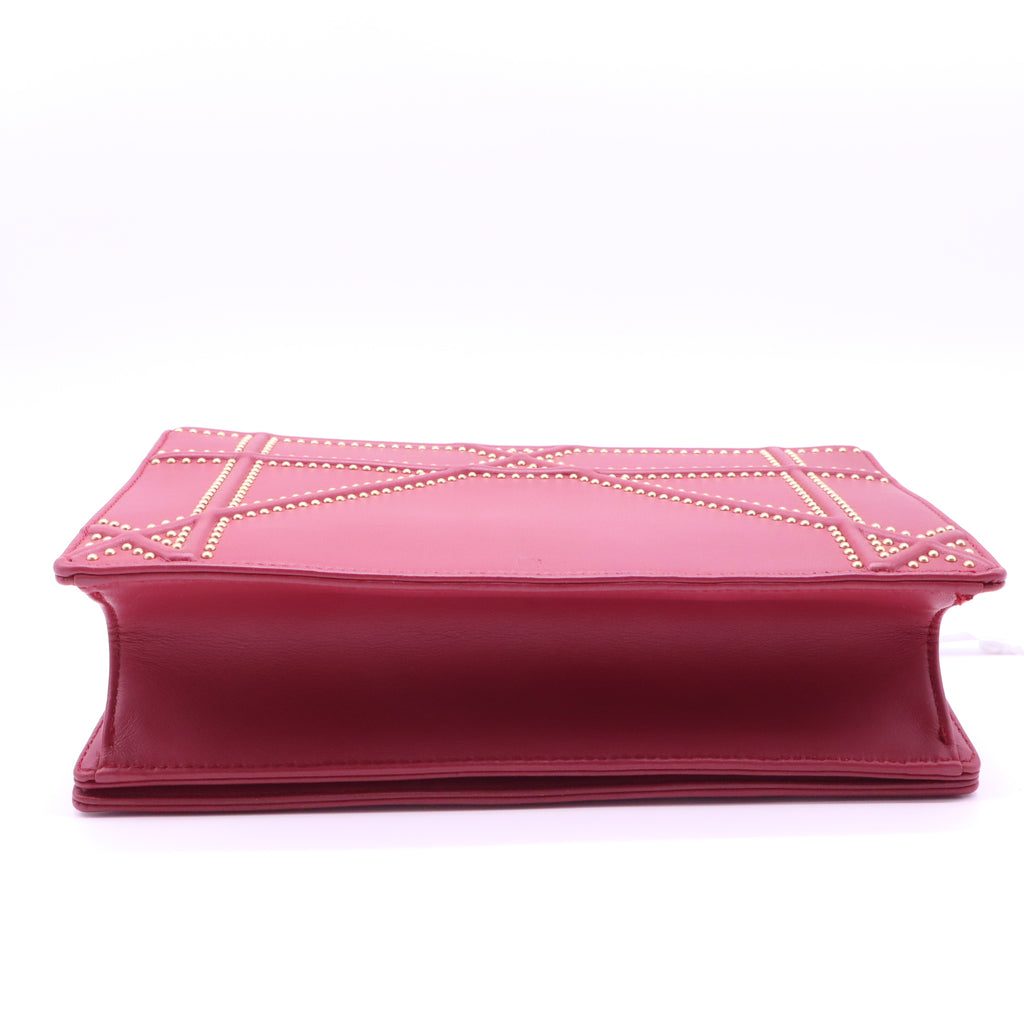 Christian Dior Calfskin Studded medium Diorama Flap Bag BurgundyB21963