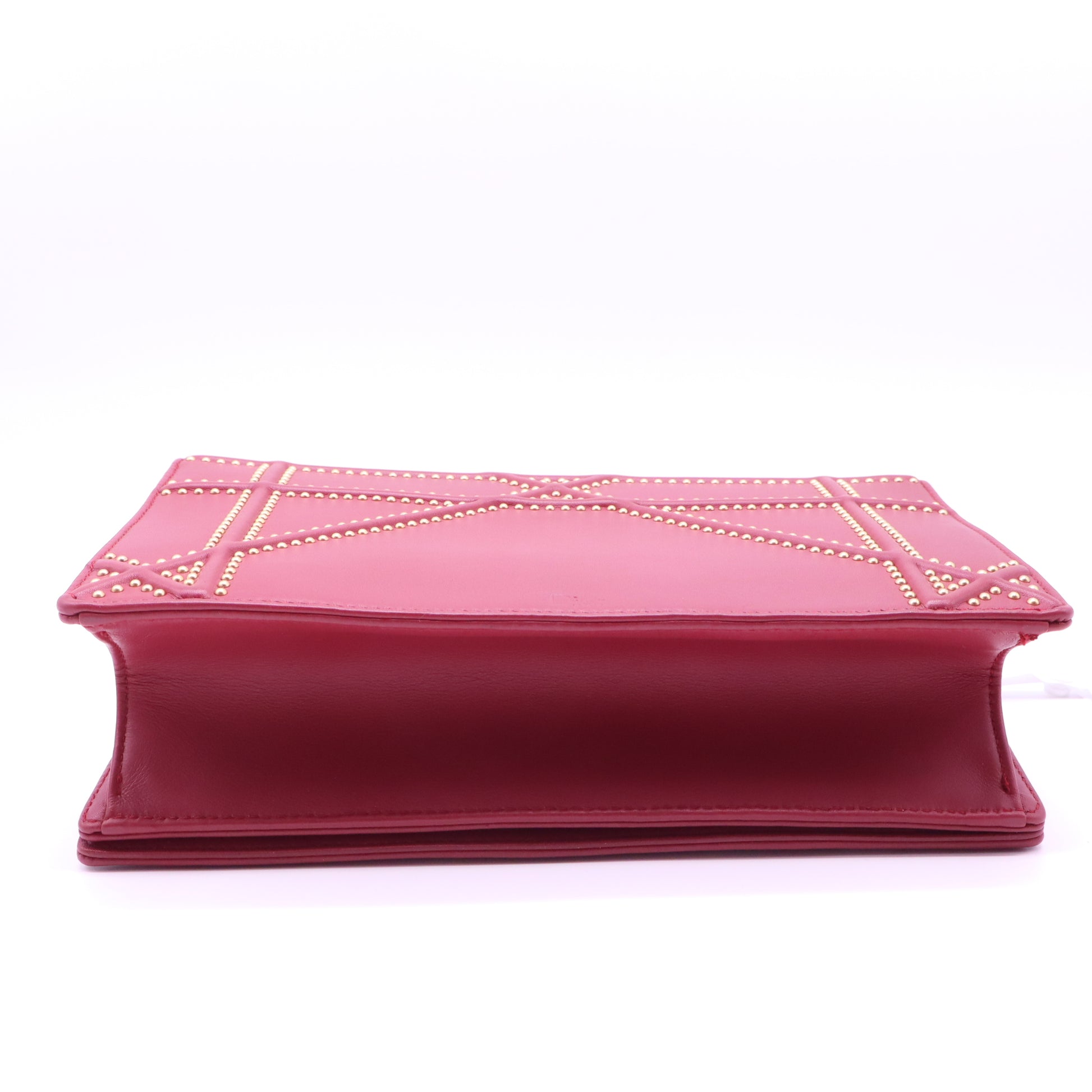 Christian Dior Calfskin Studded medium Diorama Flap Bag Burgundy twins B21963
