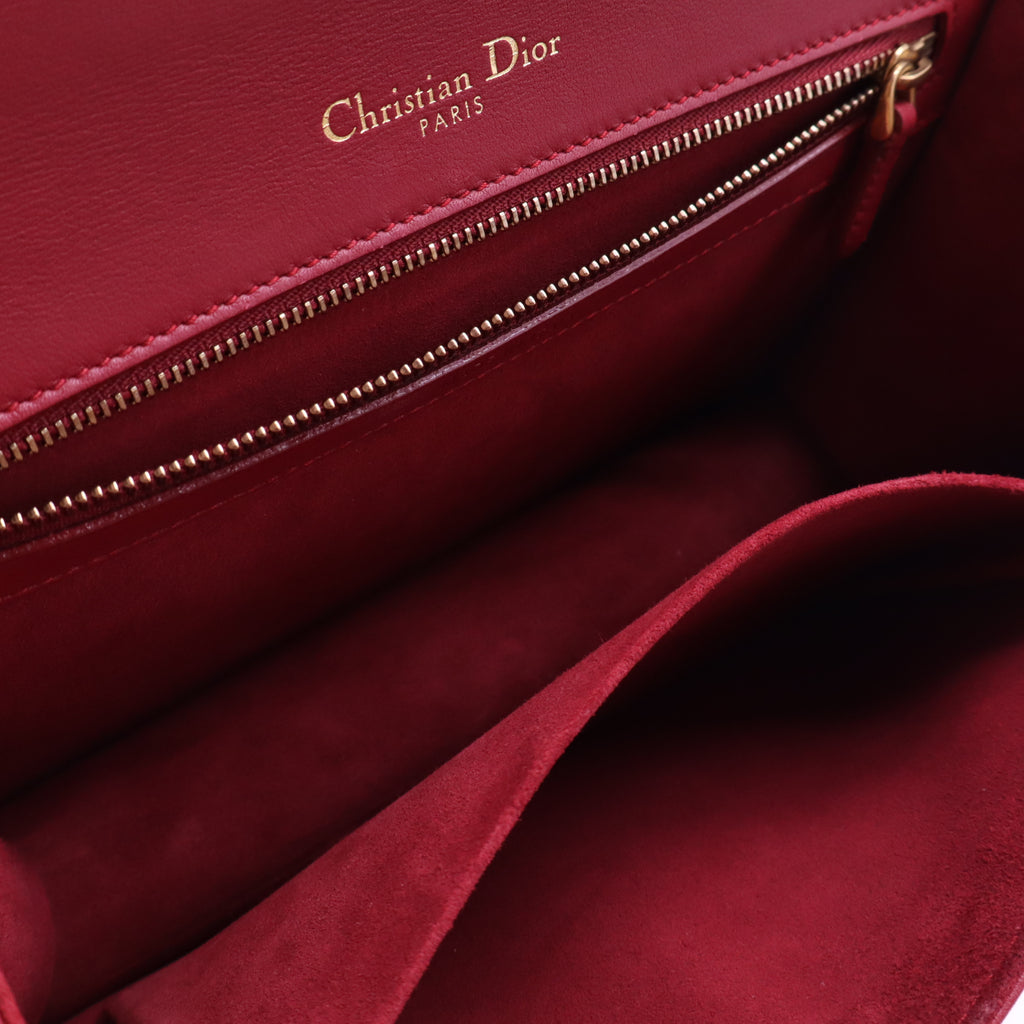 Christian Dior Calfskin Studded medium Diorama Flap Bag BurgundyB21963