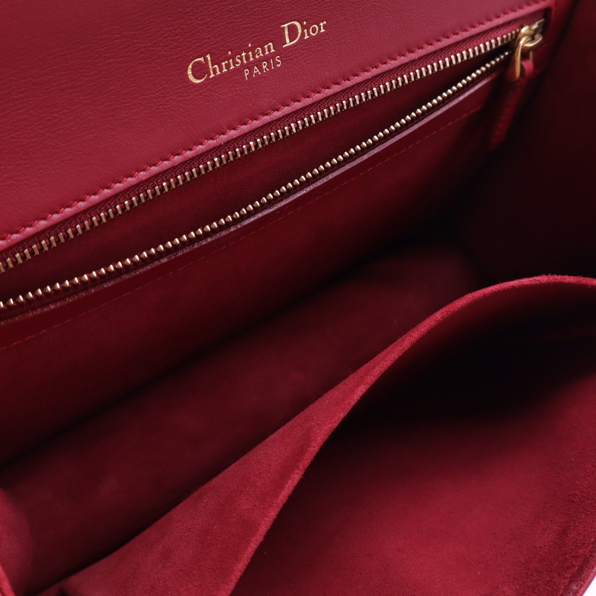 Christian Dior Calfskin Studded medium Diorama Flap Bag Burgundy twins B21963