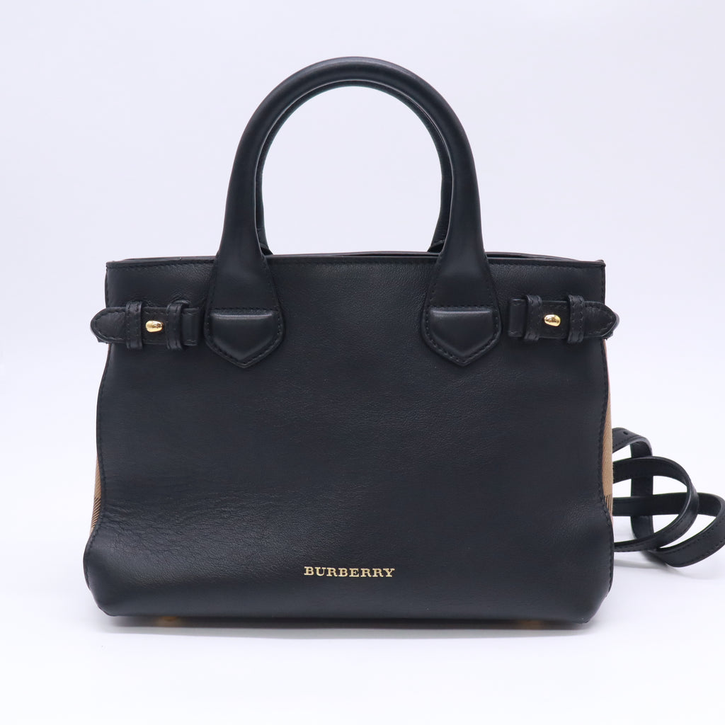 Burberry Banner Leather and House Check Canvas Small B23863