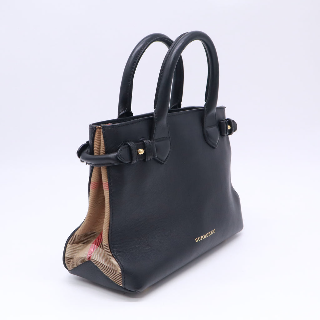 Burberry Banner Leather and House Check Canvas Small B23863