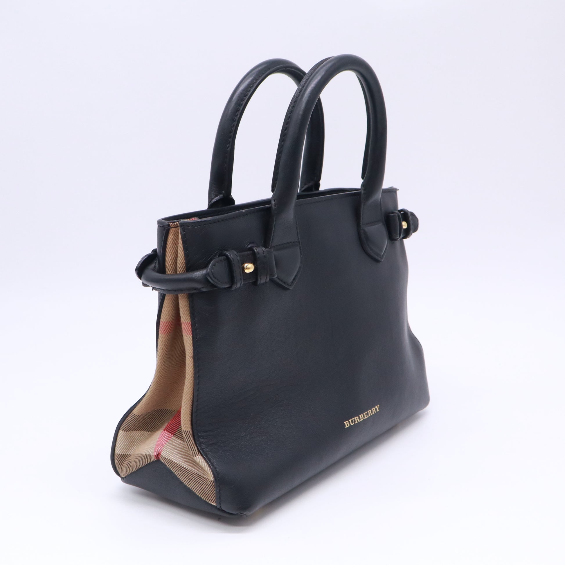 Burberry Banner Leather and House Check Canvas Small B23863