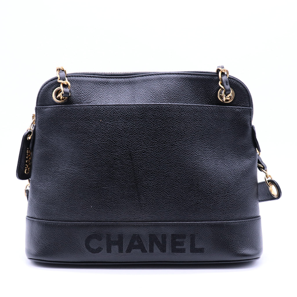 Vintage Logo Chain Tote Caviar Large