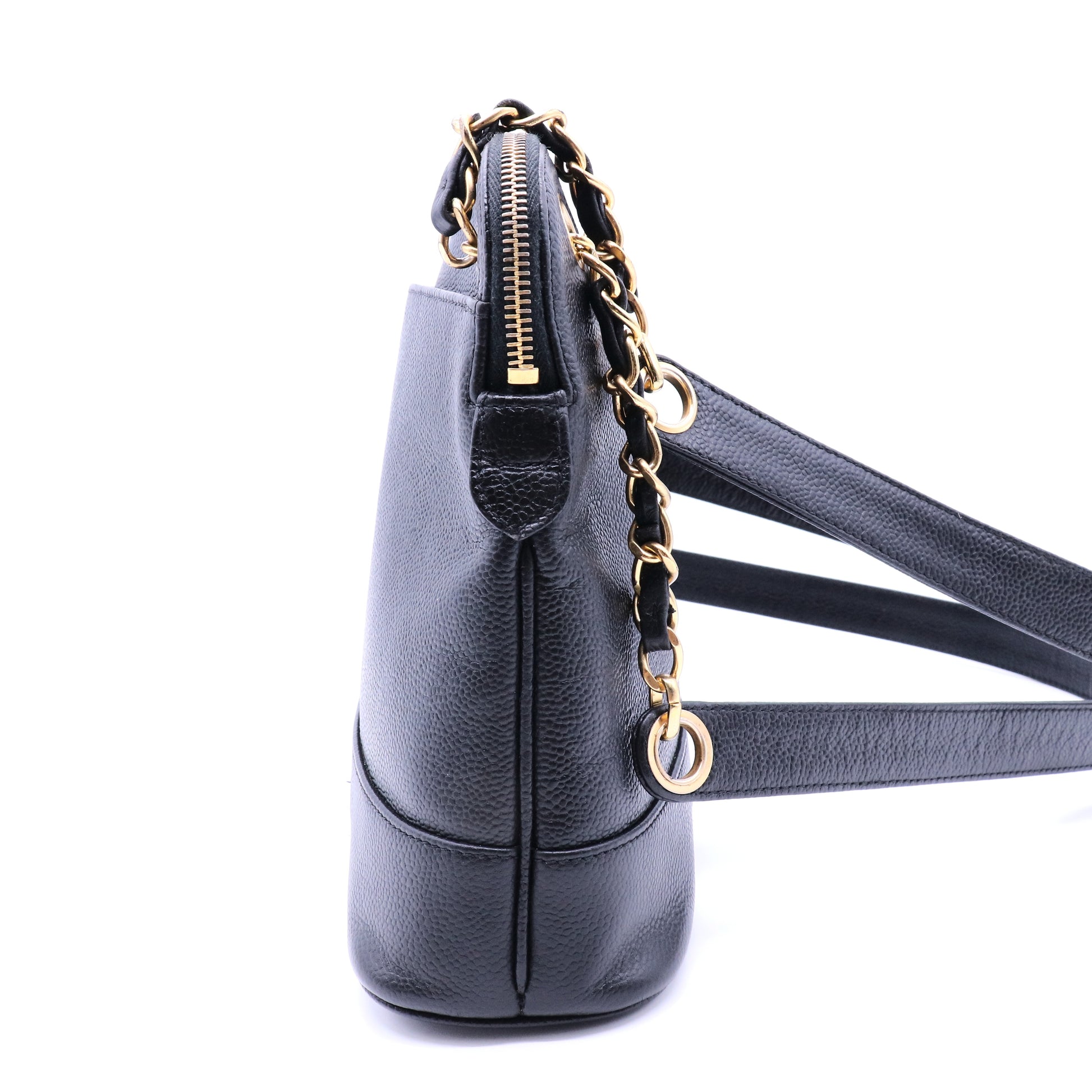 Vintage Logo Chain Tote Caviar Large