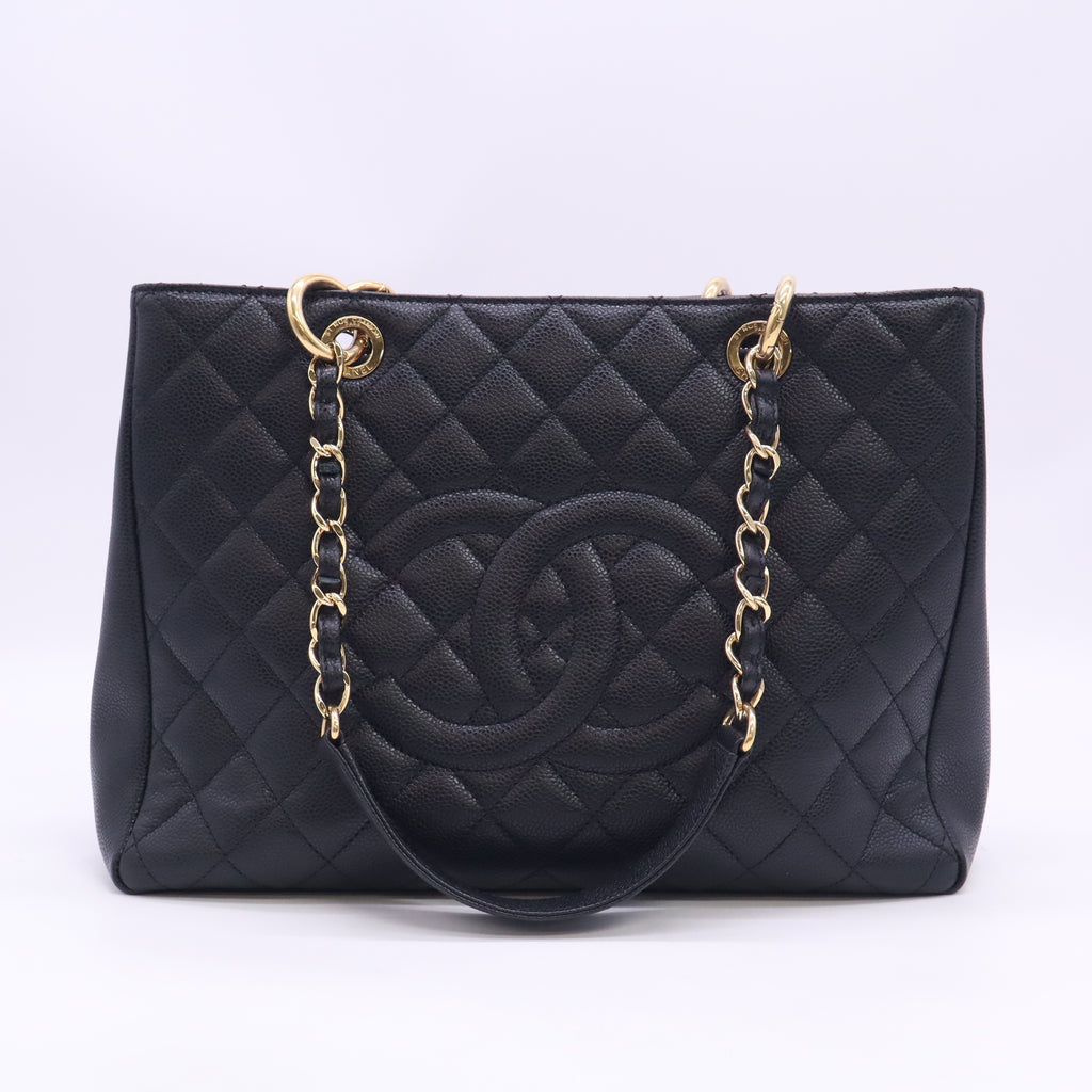GST Grand Shopping Tote Black Caviar Leather Gold Hardware B24752