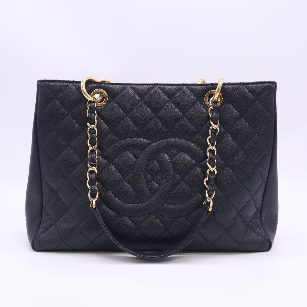 GST Grand Shopping Tote Black Caviar Leather Gold Hardware B24752