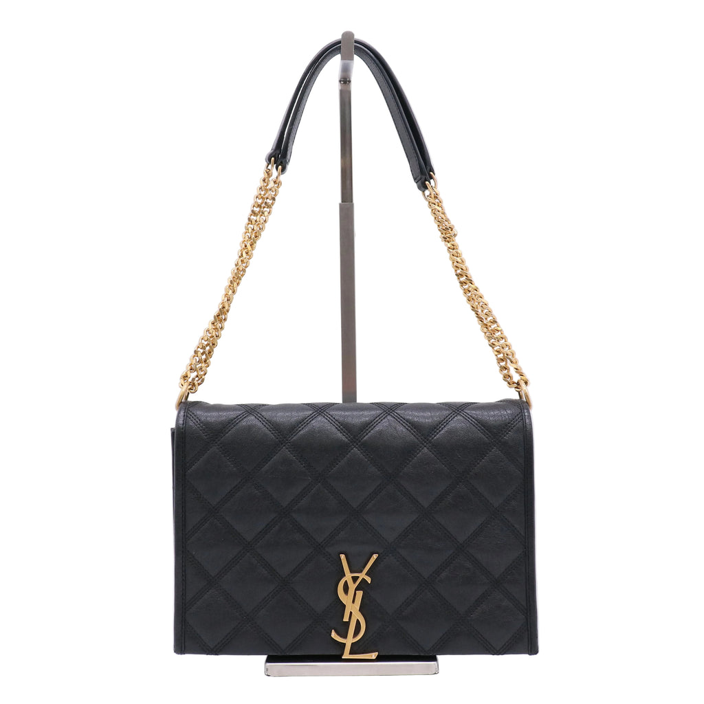 Saint Laurent Lambskin Quilted Mini Becky Chain Bag Vert Fonce twins LDZ260
