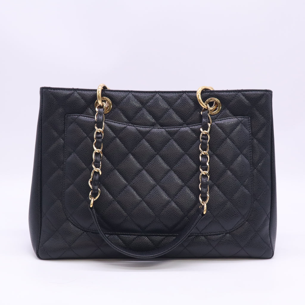 GST Grand Shopping Tote Black Caviar Leather Gold Hardware B24752
