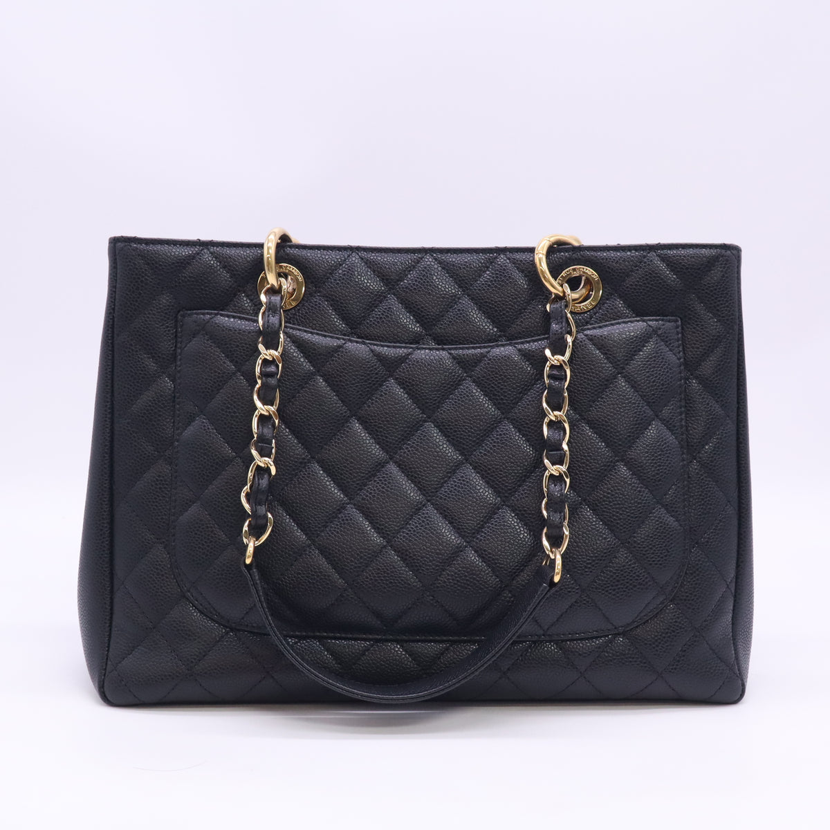 GST Grand Shopping Tote Black Caviar Leather Gold Hardware B24752