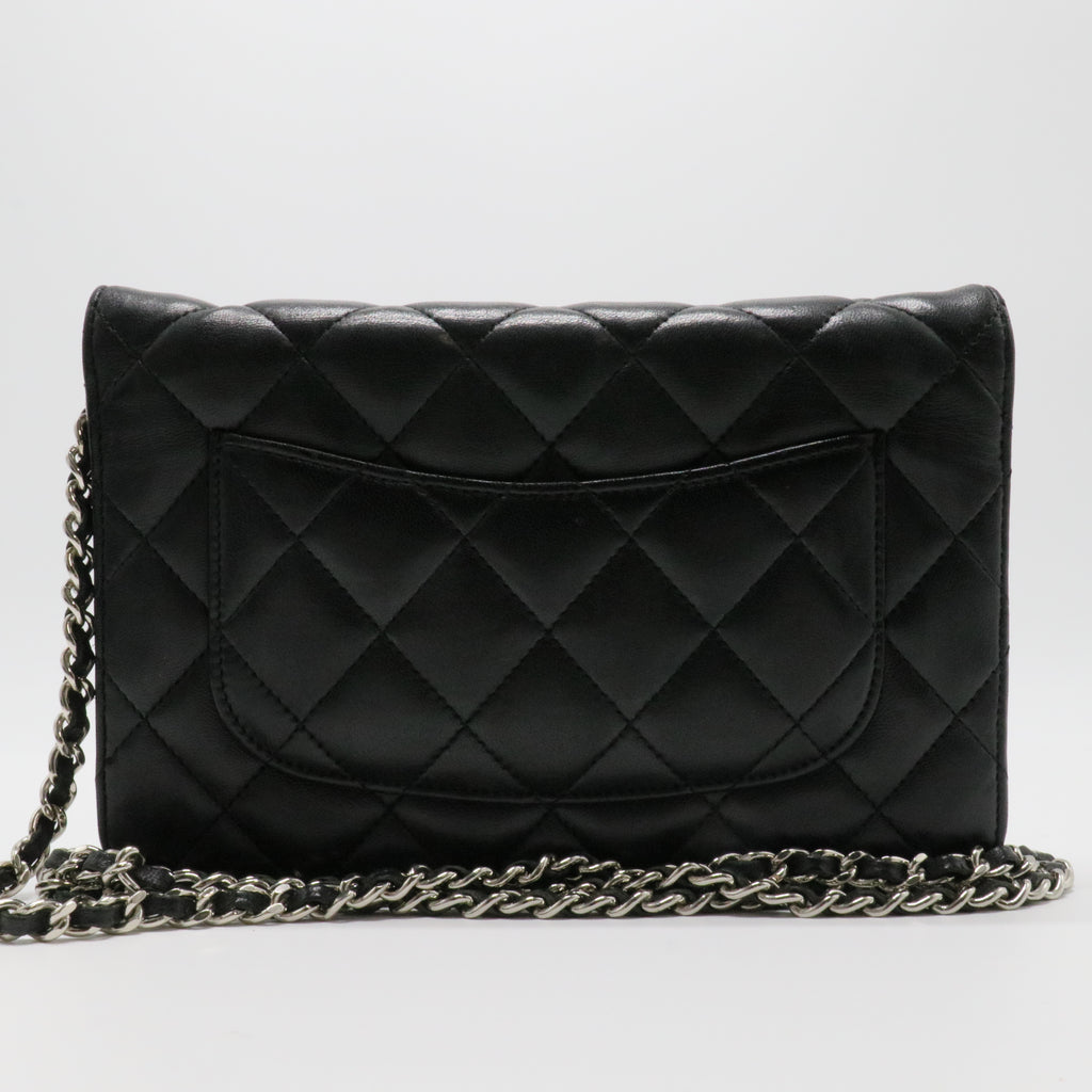 Classic Quilted WOC in Black Lambskin with Silver Hardware