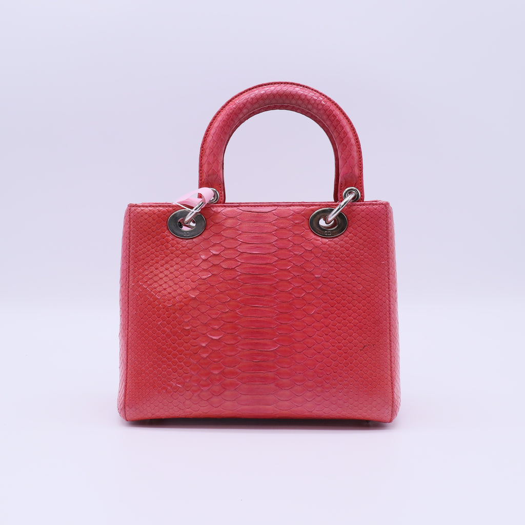 Christian Dior Snakeskin Medium Lady Dior Red twins LDJ4019