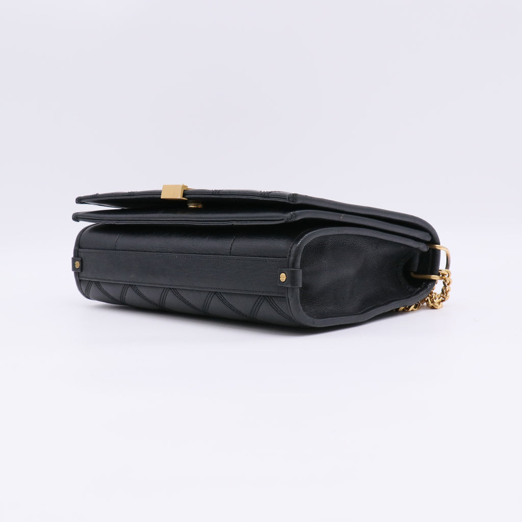 Saint Laurent Lambskin Quilted Mini Becky Chain Bag Vert Fonce twins LDZ260