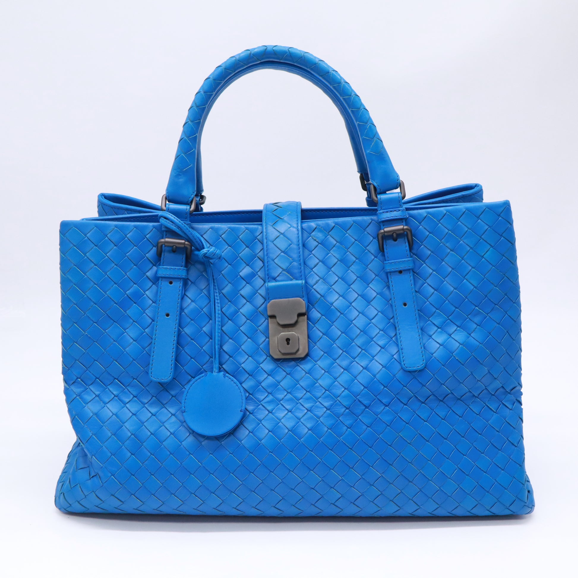 Bottega Veneta Large Roma Tote Bag Intrecciato Nappa Blue B23823