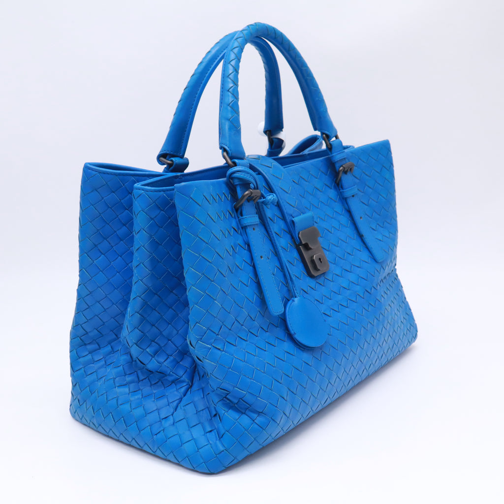 Bottega Veneta Large Roma Tote Bag Intrecciato Nappa Blue B23823