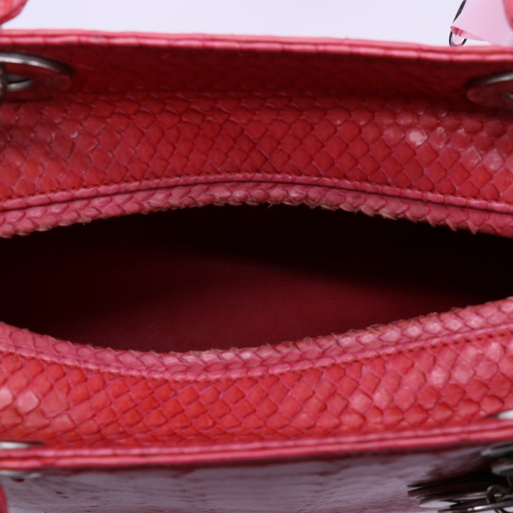 Christian Dior Snakeskin Medium Lady Dior Red twins LDJ4019